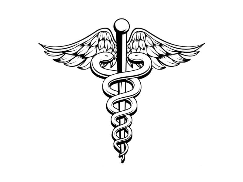 ヘビと羽がある医療のシンボル
